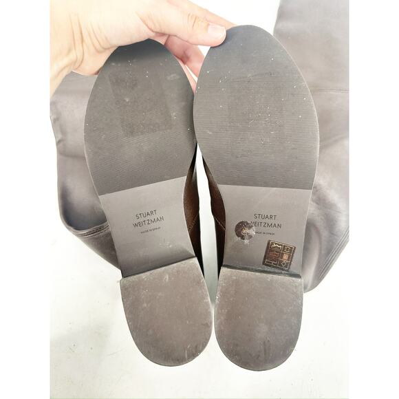 Stuart Weitzman Brown Leather Lowland Low Over The Knee Boots Size 6B - Picture 3 of 6